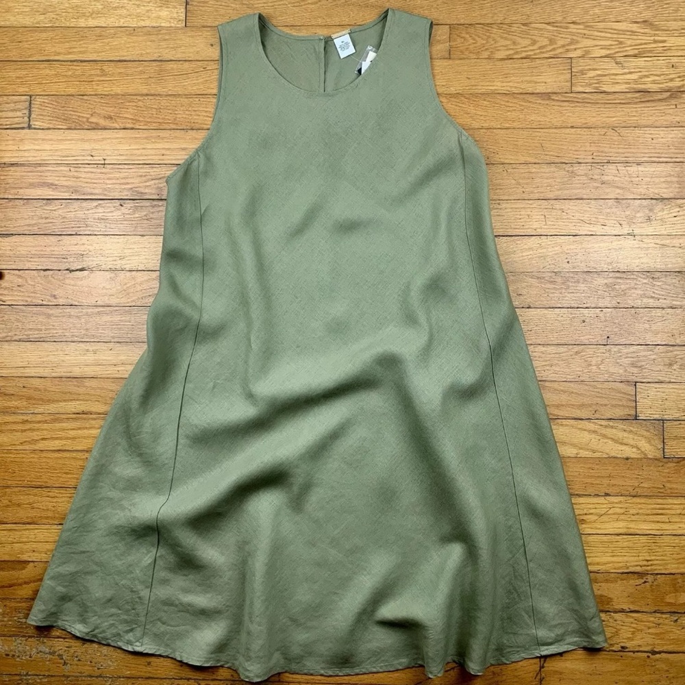 MAGASCHONI Sheath Moss Green Linen Dress